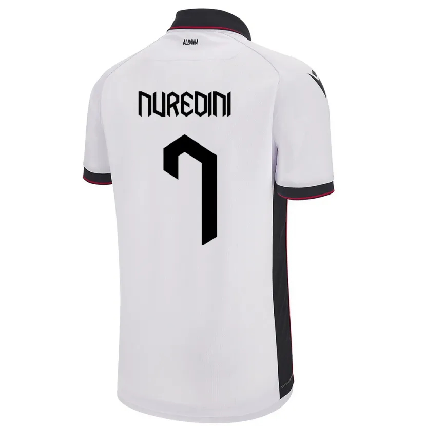 Danxen Män Albanien Joi Nuredini #7 Vit Bortatröja Matchtröjor 24-26 Tröjor T-Tröja