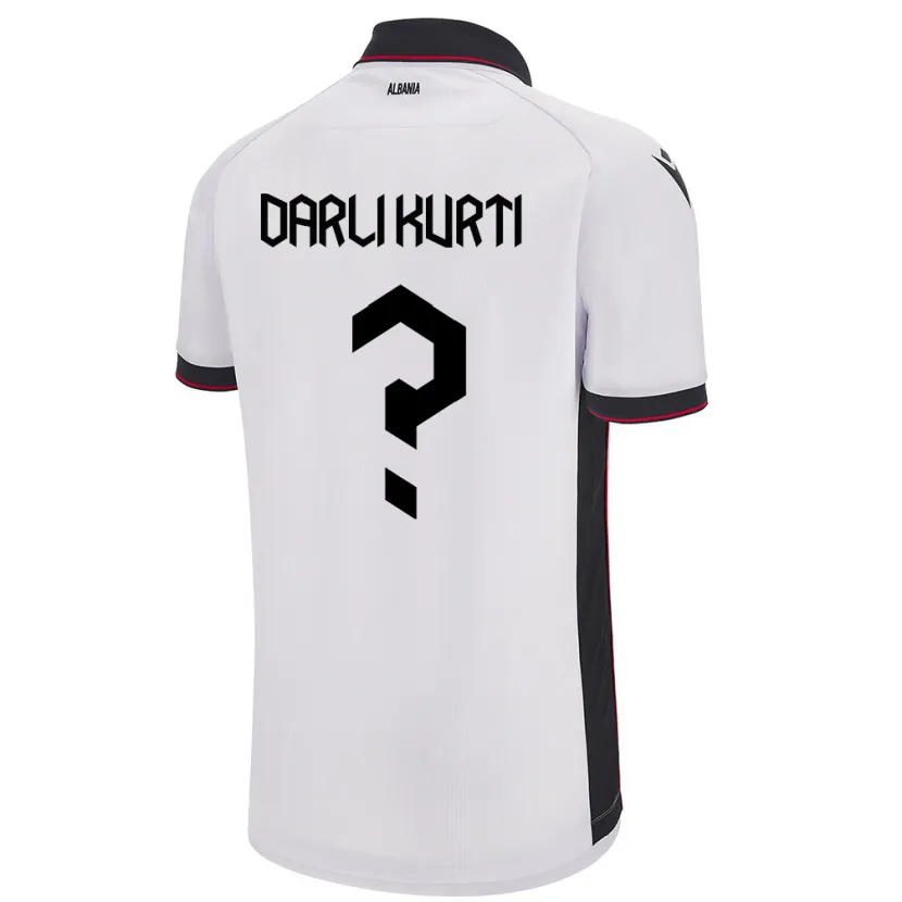 Danxen Män Albanien Darli Kurti #0 Vit Bortatröja Matchtröjor 24-26 Tröjor T-Tröja