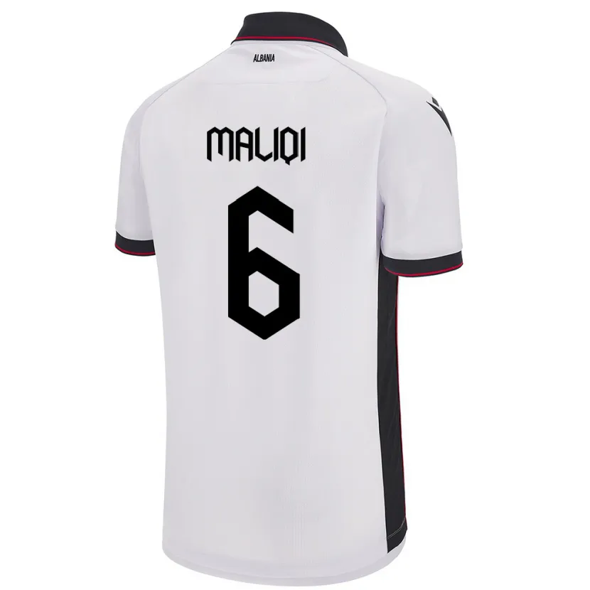 Danxen Män Albanien Sara Maliqi #6 Vit Bortatröja Matchtröjor 24-26 Tröjor T-Tröja