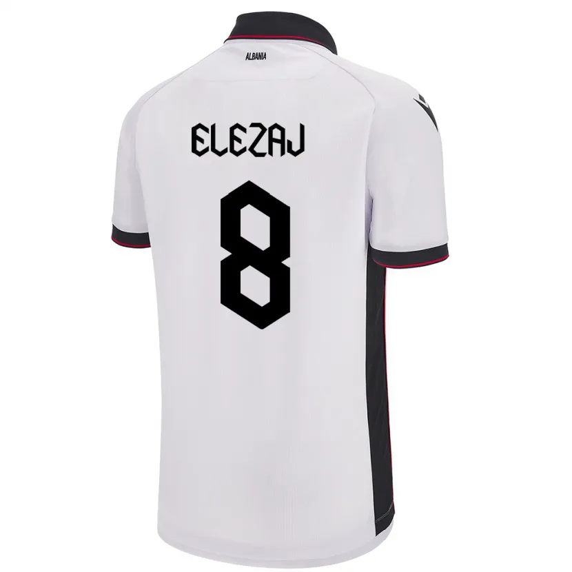 Danxen Män Albanien Endrina Elezaj #8 Vit Bortatröja Matchtröjor 24-26 Tröjor T-Tröja