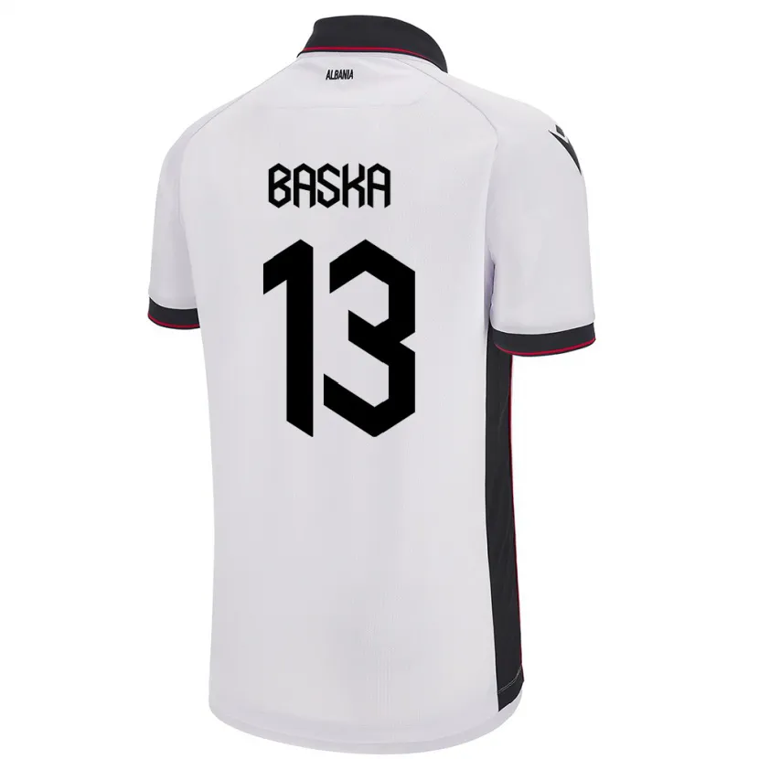Danxen Män Albanien Maria Baska #13 Vit Bortatröja Matchtröjor 24-26 Tröjor T-Tröja