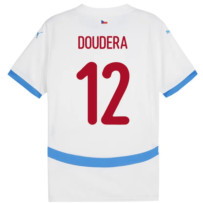 Danxen Män Tjeckien David Doudera #12 Vit Bortatröja Matchtröjor 24-26 Tröjor T-Tröja