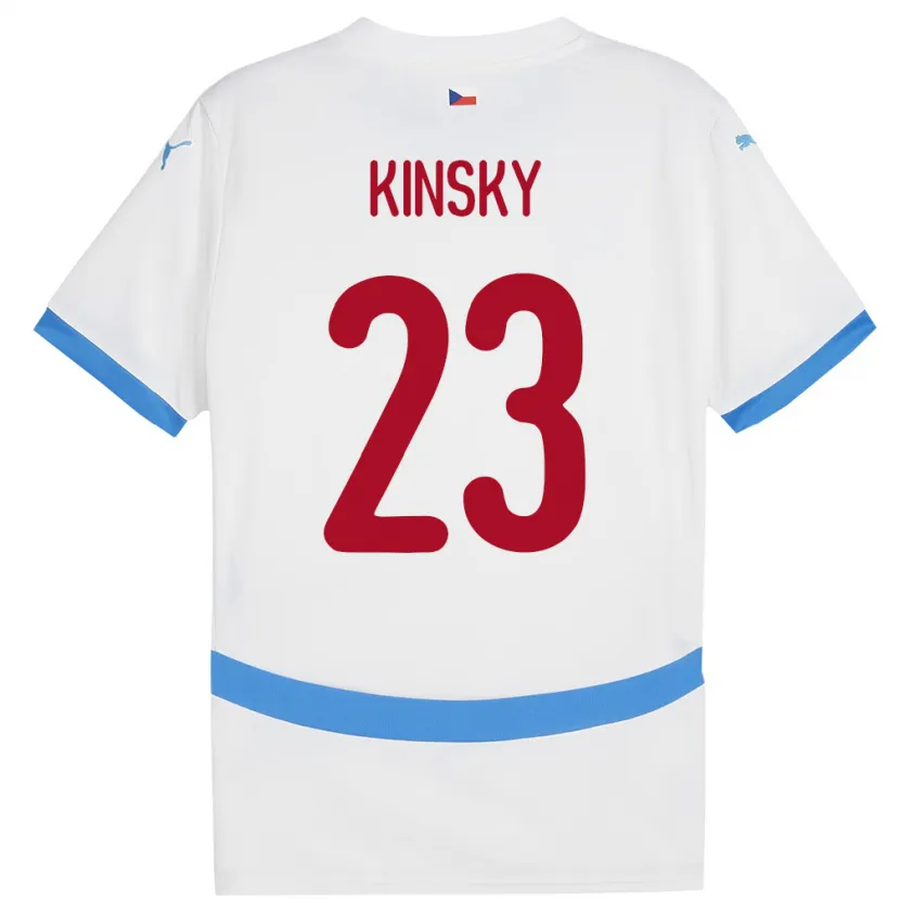 Danxen Män Tjeckien Antonin Kinsky #23 Vit Bortatröja Matchtröjor 24-26 Tröjor T-Tröja