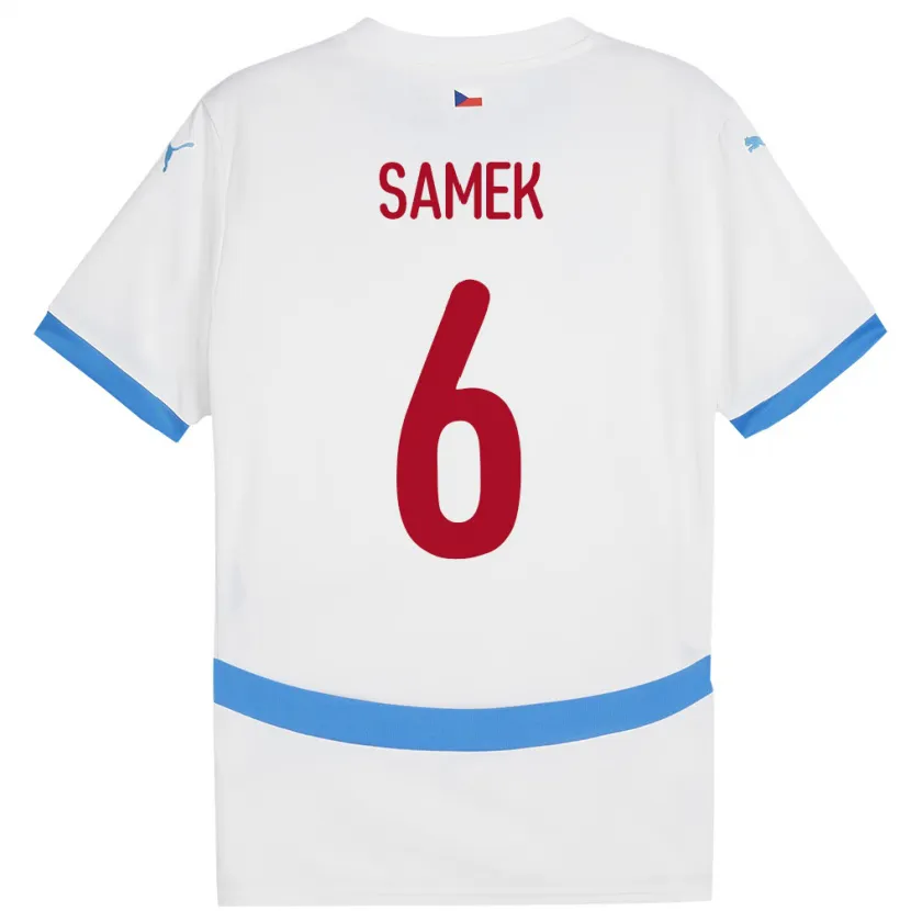 Danxen Män Tjeckien Daniel Samek #6 Vit Bortatröja Matchtröjor 24-26 Tröjor T-Tröja