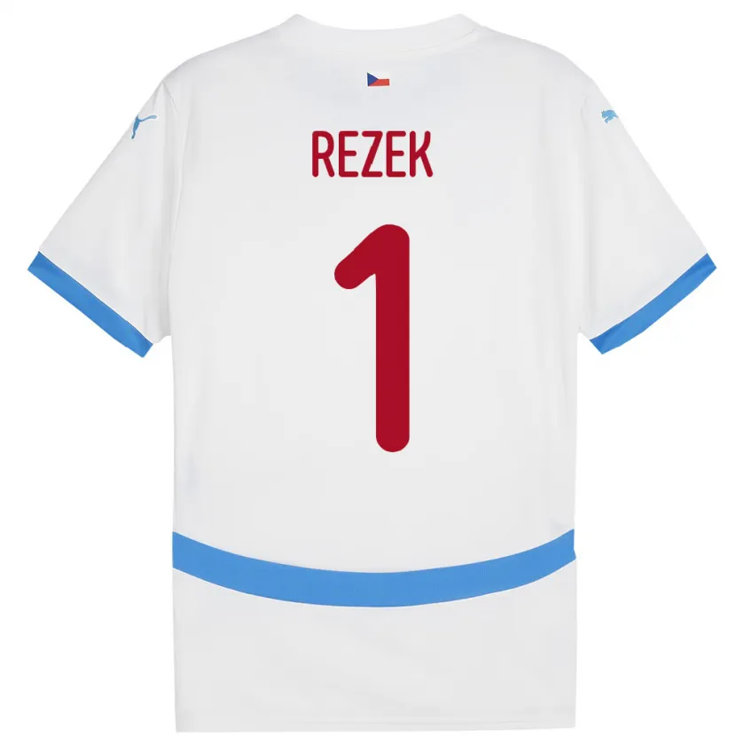 Danxen Män Tjeckien Adam Rezek #1 Vit Bortatröja Matchtröjor 24-26 Tröjor T-Tröja