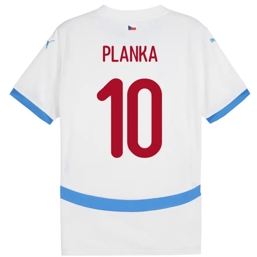 Danxen Män Tjeckien David Planka #10 Vit Bortatröja Matchtröjor 24-26 Tröjor T-Tröja