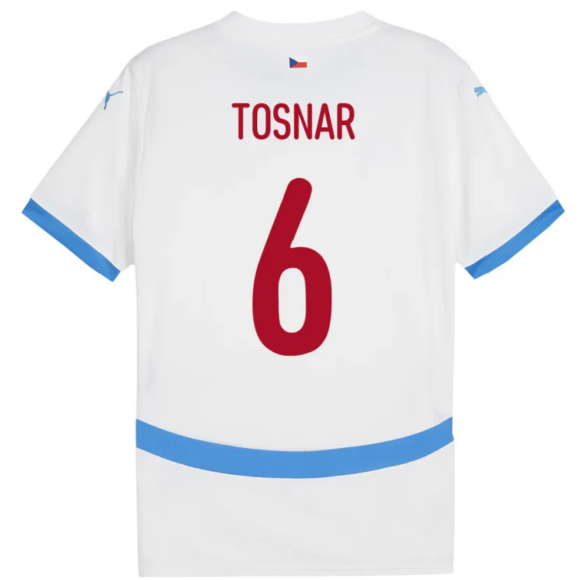 Danxen Män Tjeckien Jakub Tosnar #6 Vit Bortatröja Matchtröjor 24-26 Tröjor T-Tröja