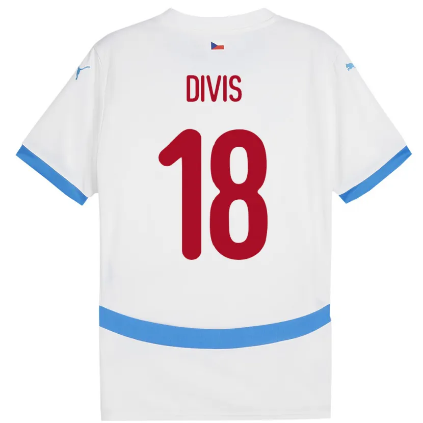 Danxen Män Tjeckien Matej Divis #18 Vit Bortatröja Matchtröjor 24-26 Tröjor T-Tröja