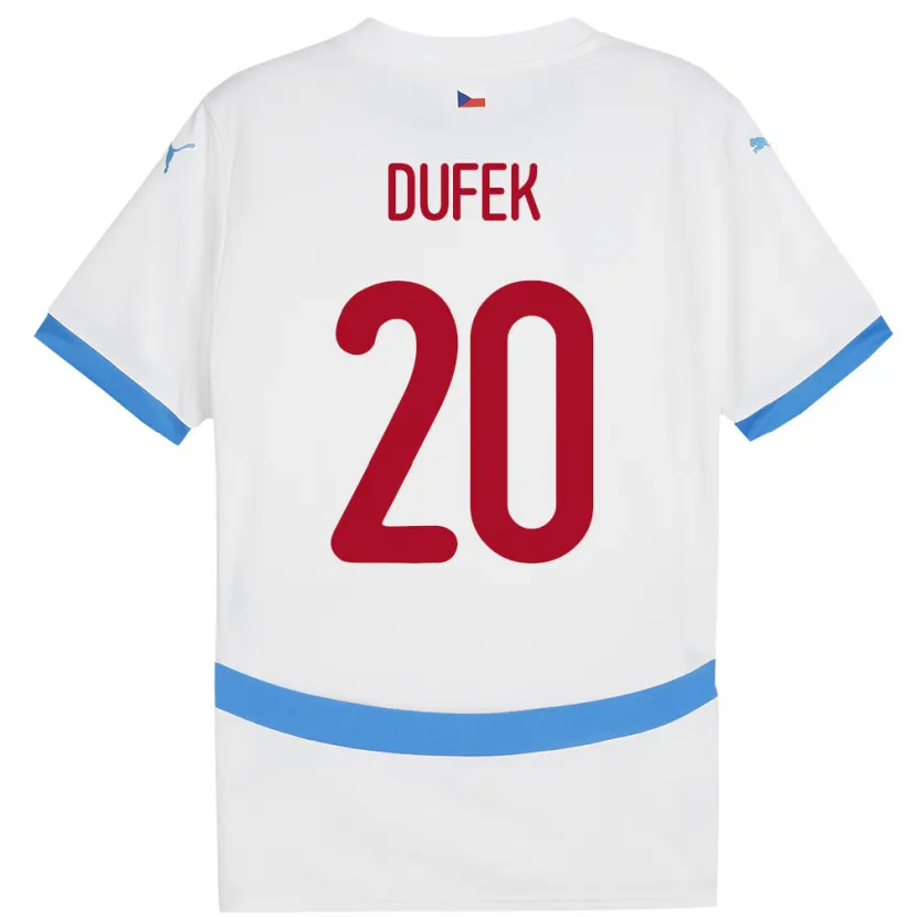 Danxen Män Tjeckien Jakub Dufek #20 Vit Bortatröja Matchtröjor 24-26 Tröjor T-Tröja