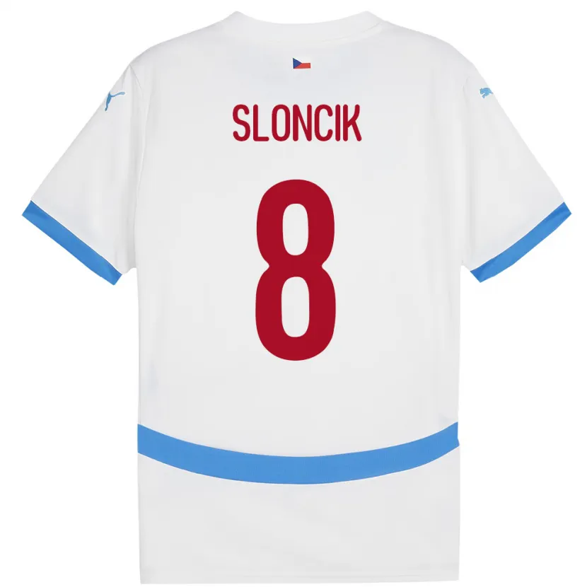 Danxen Män Tjeckien Simon Sloncik #8 Vit Bortatröja Matchtröjor 24-26 Tröjor T-Tröja