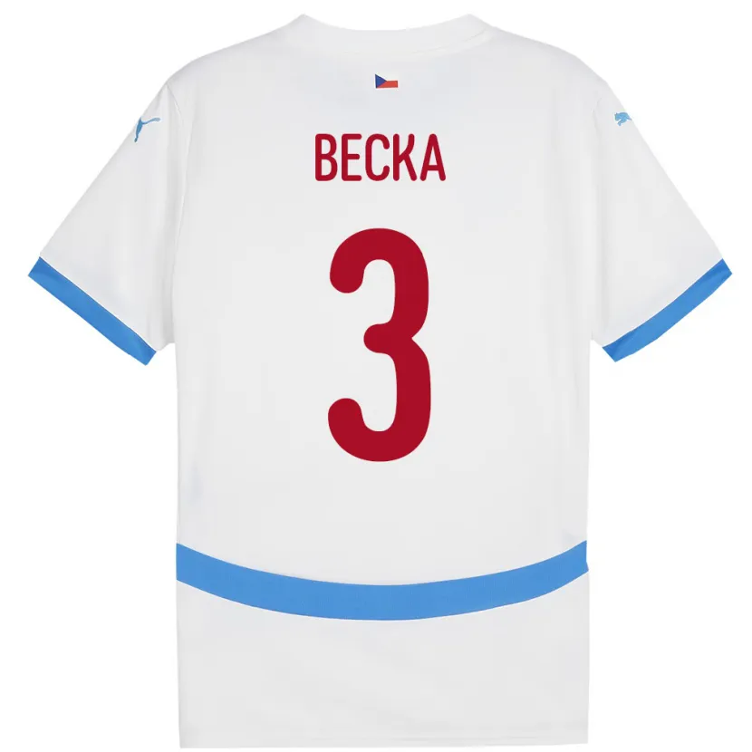 Danxen Män Tjeckien Patrik Becka #3 Vit Bortatröja Matchtröjor 24-26 Tröjor T-Tröja