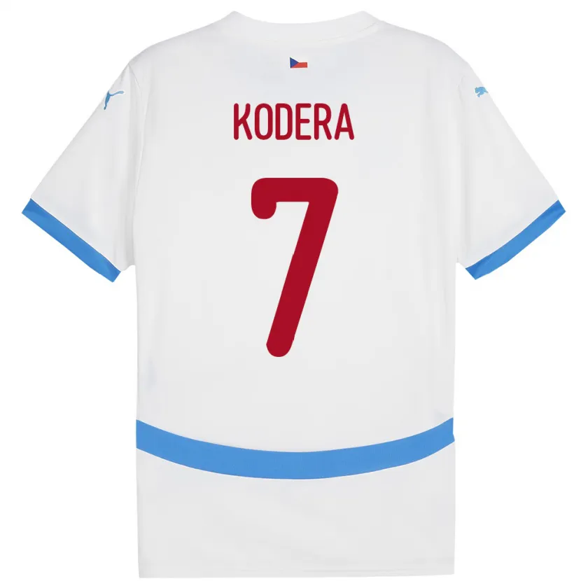 Danxen Män Tjeckien Matyas Kodera #7 Vit Bortatröja Matchtröjor 24-26 Tröjor T-Tröja