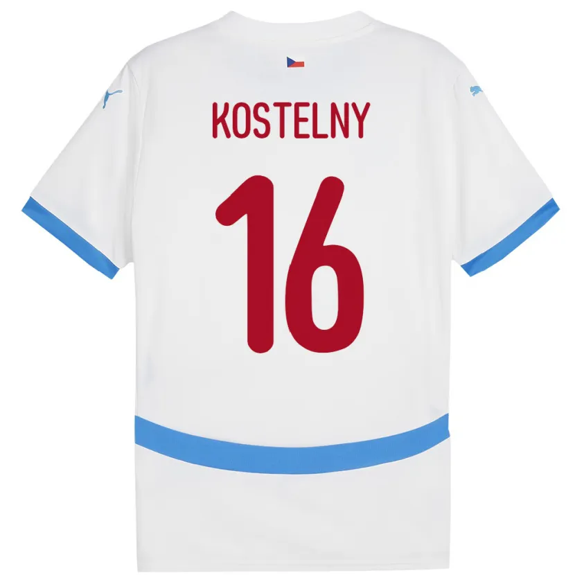 Danxen Män Tjeckien Krystof Kostelny #16 Vit Bortatröja Matchtröjor 24-26 Tröjor T-Tröja