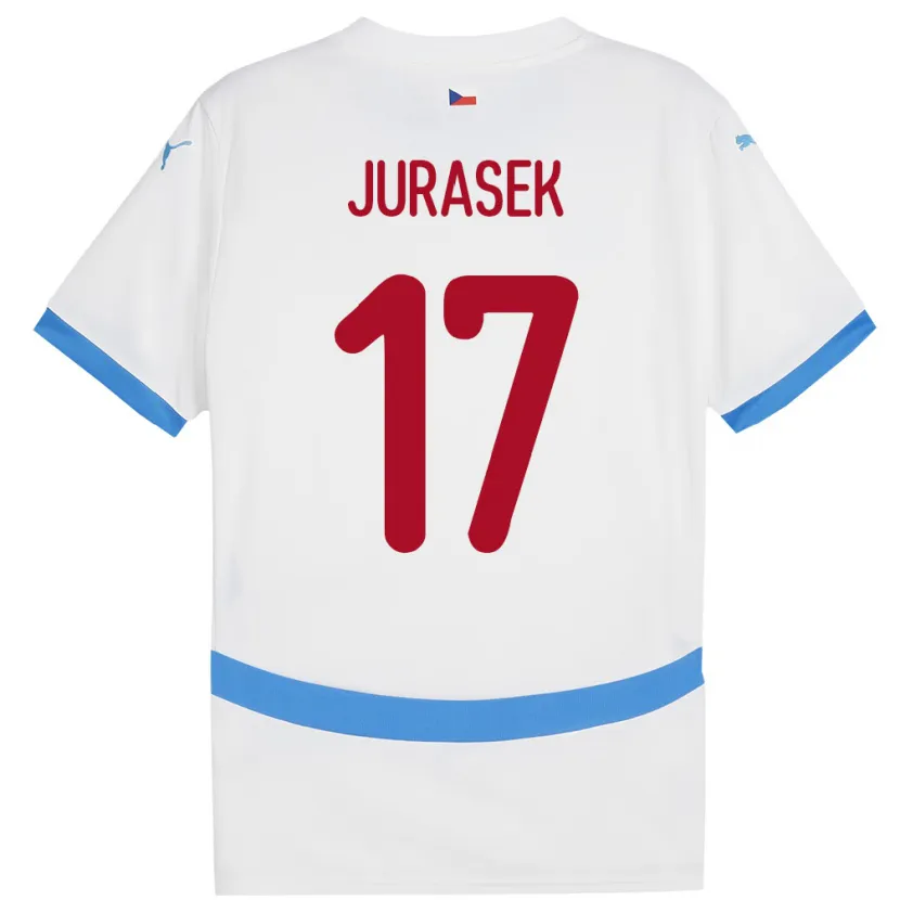 Danxen Män Tjeckien Patrik Jurasek #17 Vit Bortatröja Matchtröjor 24-26 Tröjor T-Tröja