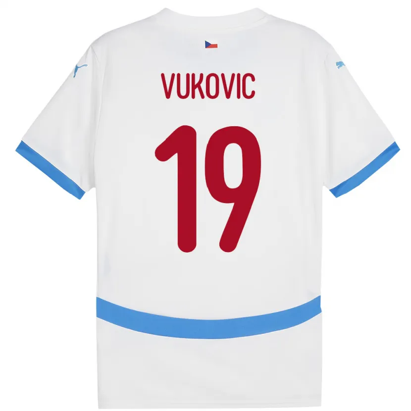 Danxen Män Tjeckien Kristian Vukovic #19 Vit Bortatröja Matchtröjor 24-26 Tröjor T-Tröja