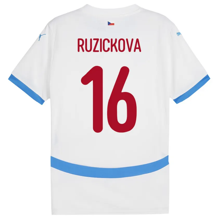 Danxen Män Tjeckien Barbora Růžičková #16 Vit Bortatröja Matchtröjor 24-26 Tröjor T-Tröja