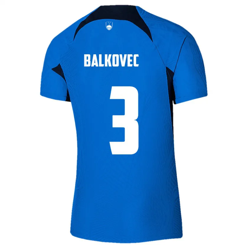 Danxen Män Slovenien Jure Balkovec #3 Blå Bortatröja Matchtröjor 24-26 Tröjor T-Tröja