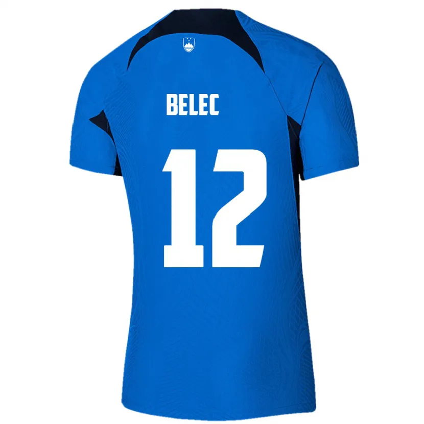 Danxen Män Slovenien Vid Belec #12 Blå Bortatröja Matchtröjor 24-26 Tröjor T-Tröja