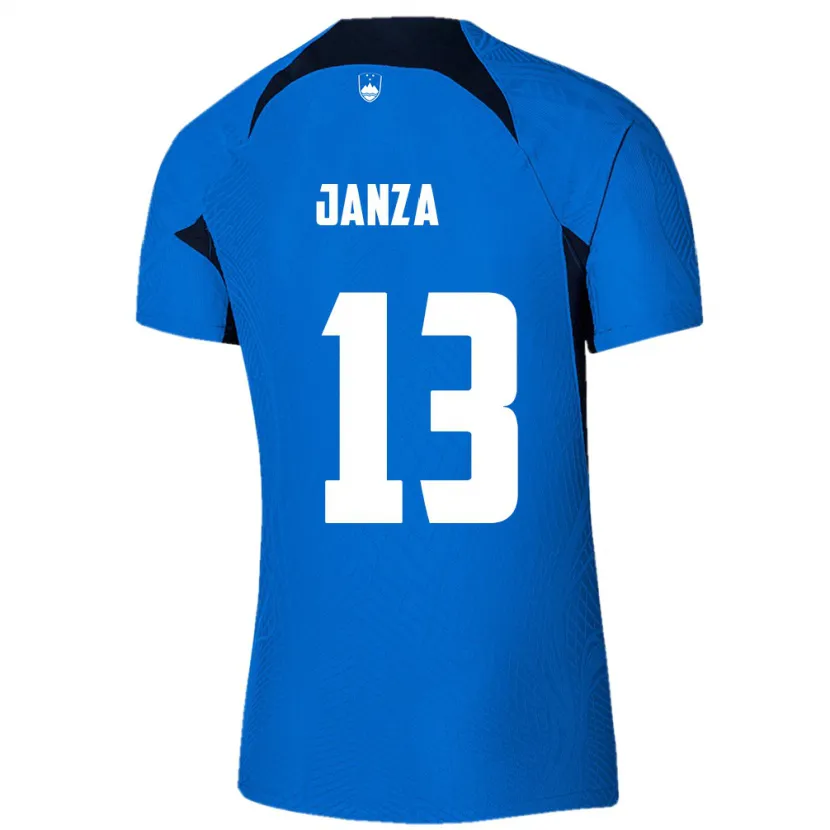 Danxen Män Slovenien Erik Janza #13 Blå Bortatröja Matchtröjor 24-26 Tröjor T-Tröja