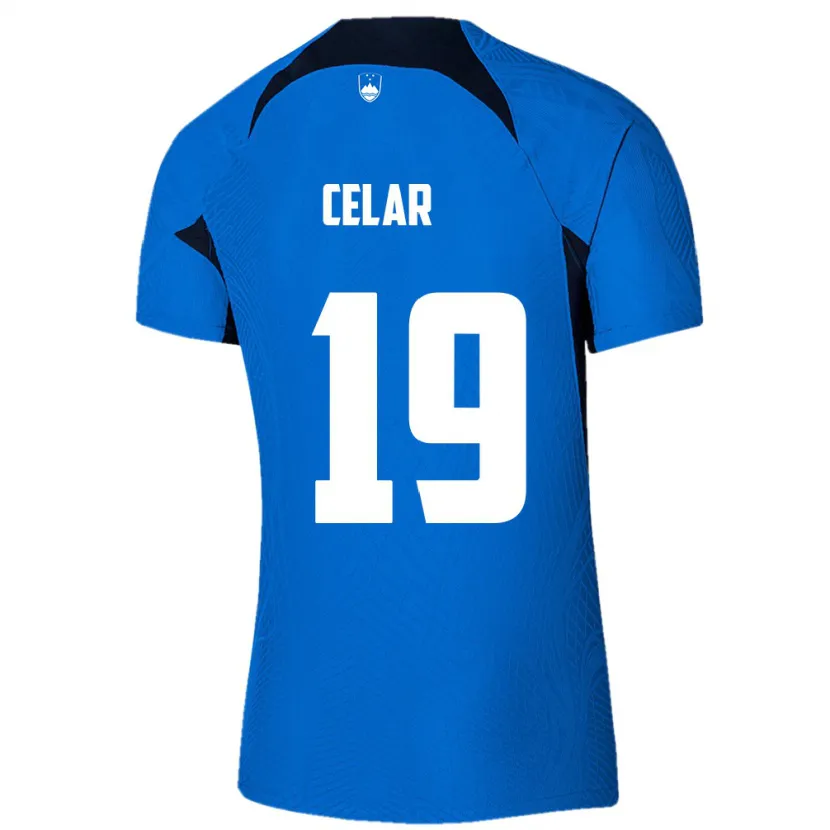 Danxen Män Slovenien Zan Celar #19 Blå Bortatröja Matchtröjor 24-26 Tröjor T-Tröja