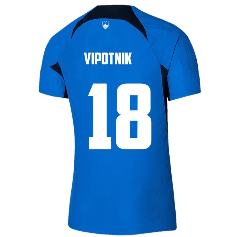 Danxen Män Slovenien Zan Vipotnik #18 Blå Bortatröja Matchtröjor 24-26 Tröjor T-Tröja