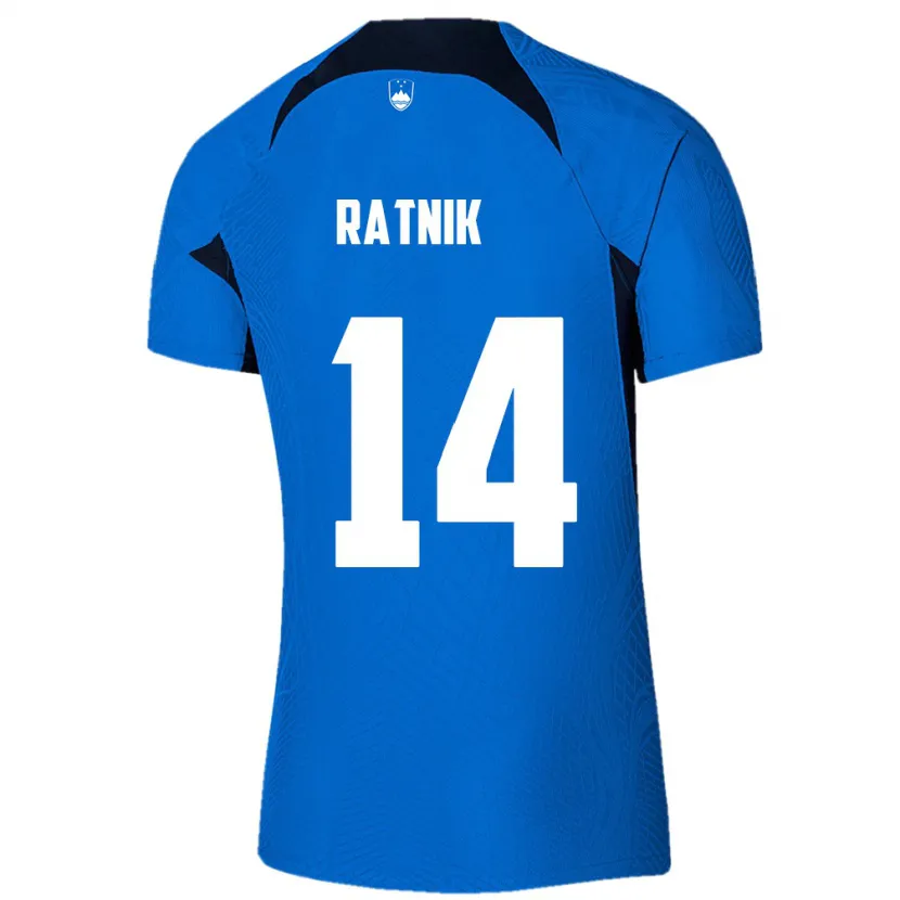 Danxen Män Slovenien Marcel Ratnik #14 Blå Bortatröja Matchtröjor 24-26 Tröjor T-Tröja