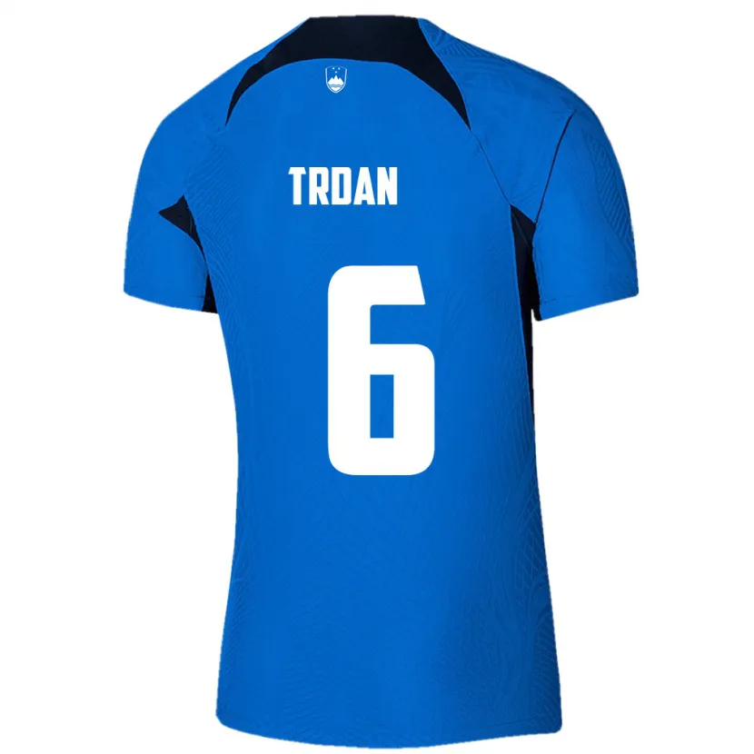 Danxen Män Slovenien Miha Trdan #6 Blå Bortatröja Matchtröjor 24-26 Tröjor T-Tröja