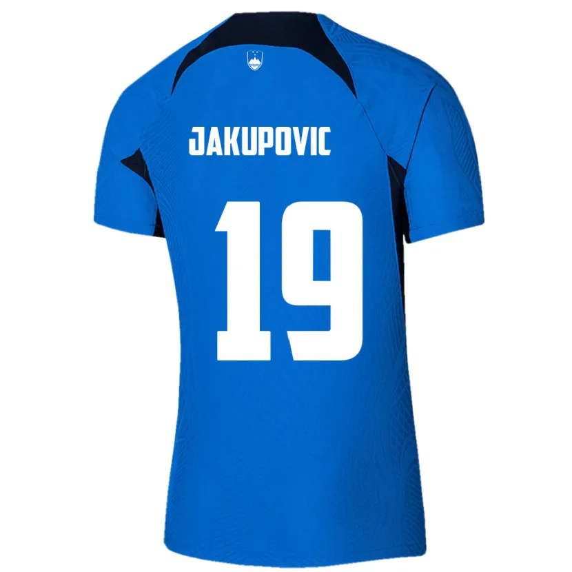 Danxen Män Slovenien Aldin Jakupovic #19 Blå Bortatröja Matchtröjor 24-26 Tröjor T-Tröja