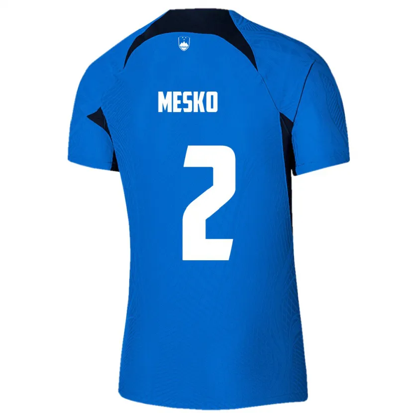 Danxen Män Slovenien Zan Mesko #2 Blå Bortatröja Matchtröjor 24-26 Tröjor T-Tröja