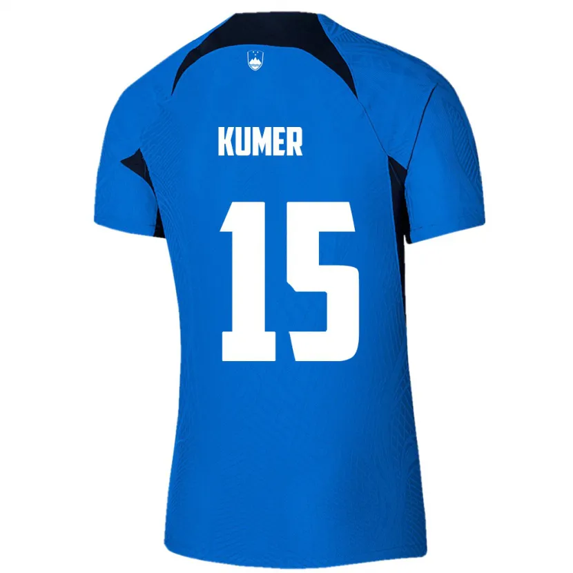 Danxen Män Slovenien Alin Kumer #15 Blå Bortatröja Matchtröjor 24-26 Tröjor T-Tröja
