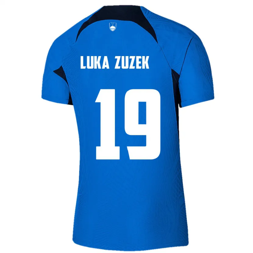 Danxen Män Slovenien Zan Luka Zuzek #19 Blå Bortatröja Matchtröjor 24-26 Tröjor T-Tröja