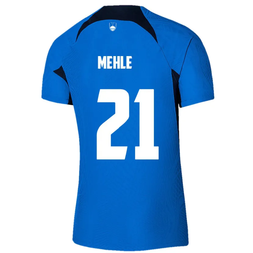Danxen Män Slovenien Matej Mehle #21 Blå Bortatröja Matchtröjor 24-26 Tröjor T-Tröja