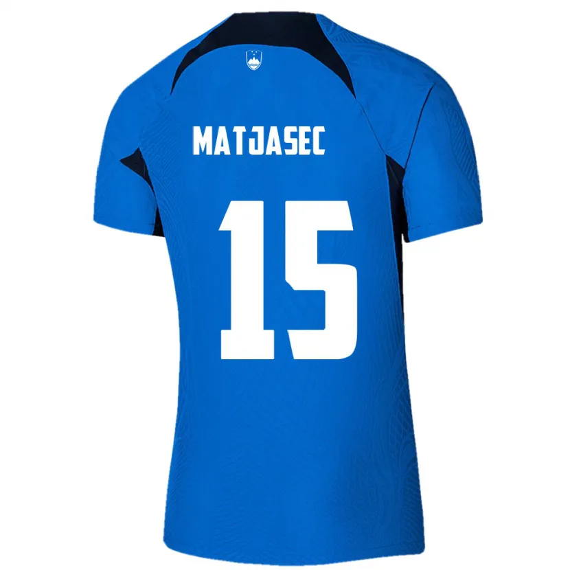 Danxen Män Slovenien Miha Matjasec #15 Blå Bortatröja Matchtröjor 24-26 Tröjor T-Tröja