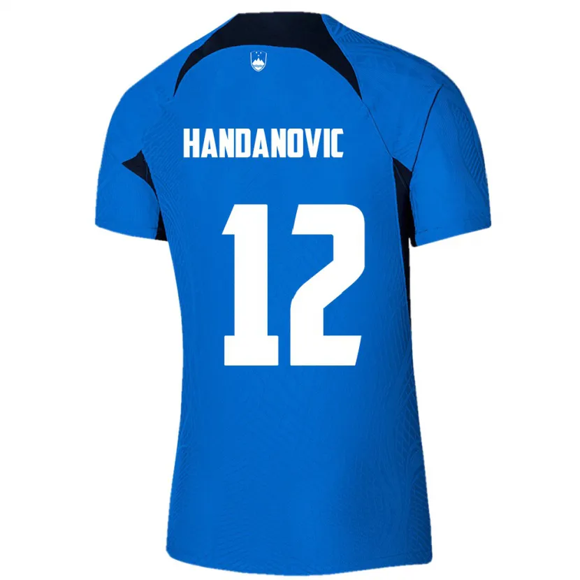 Danxen Män Slovenien Tanej Handanovic #12 Blå Bortatröja Matchtröjor 24-26 Tröjor T-Tröja
