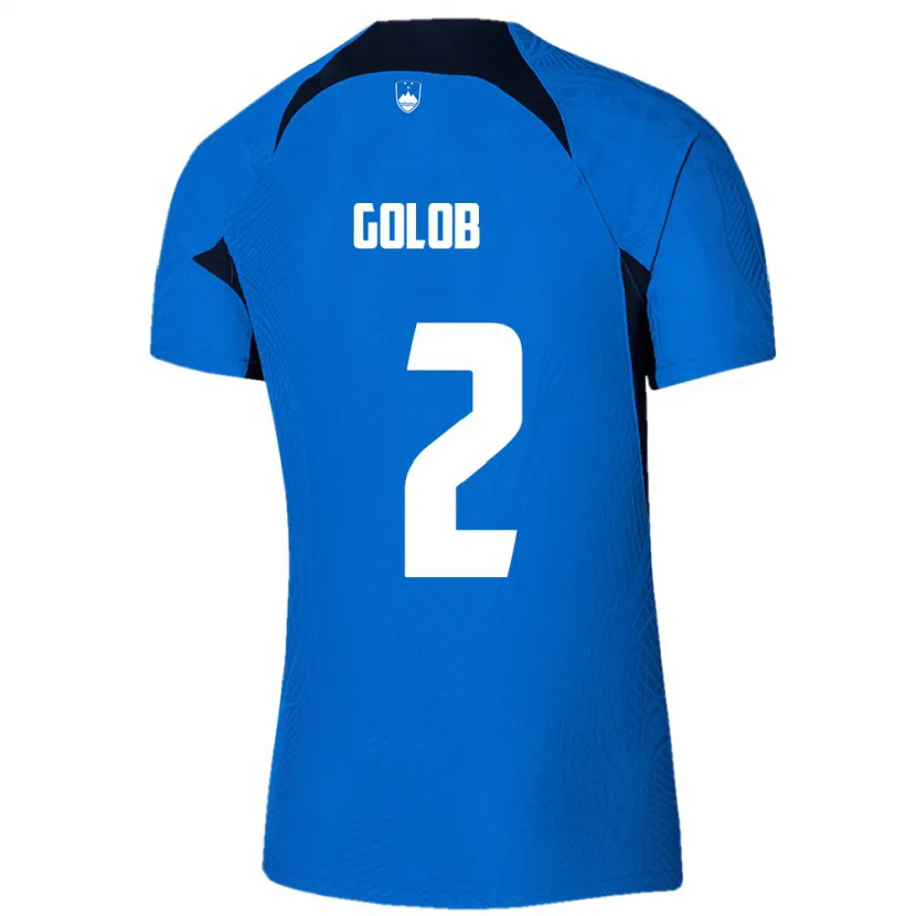 Danxen Män Slovenien Lana Golob #2 Blå Bortatröja Matchtröjor 24-26 Tröjor T-Tröja
