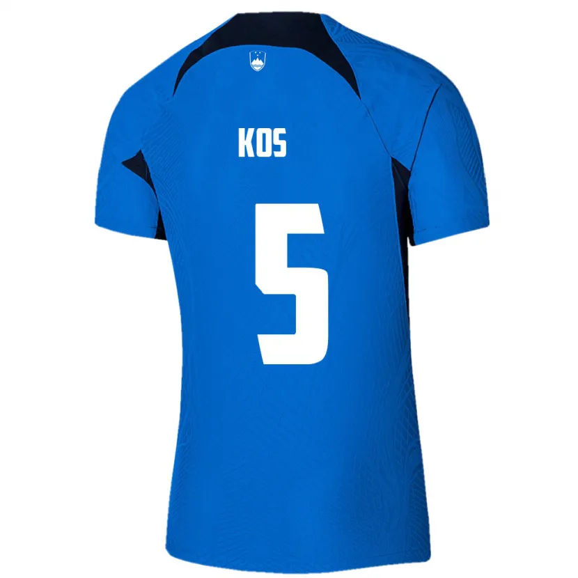 Danxen Män Slovenien Evelina Kos #5 Blå Bortatröja Matchtröjor 24-26 Tröjor T-Tröja