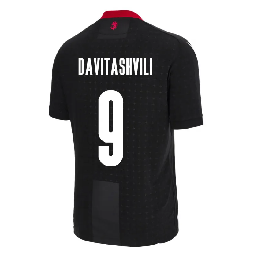 Danxen Män Georgia Zuriko Davitashvili #9 Svart Bortatröja Matchtröjor 24-26 Tröjor T-Tröja