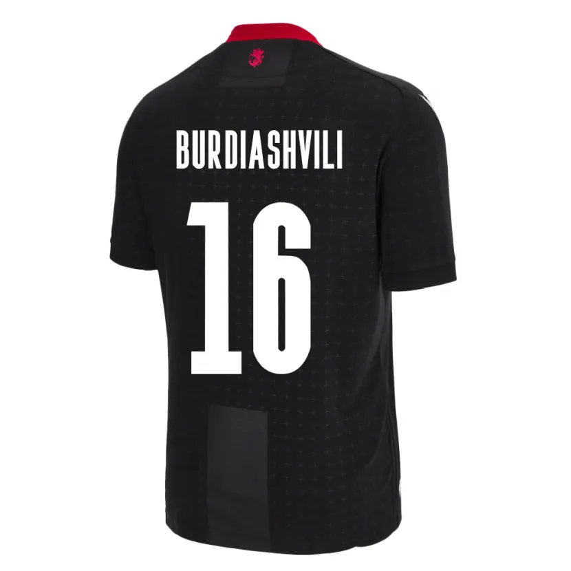 Danxen Män Georgia Beka Burdiashvili #16 Svart Bortatröja Matchtröjor 24-26 Tröjor T-Tröja