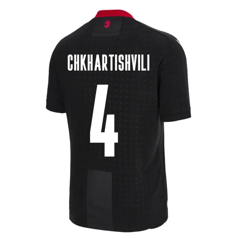Danxen Män Georgia Nino Chkhartishvili #4 Svart Bortatröja Matchtröjor 24-26 Tröjor T-Tröja