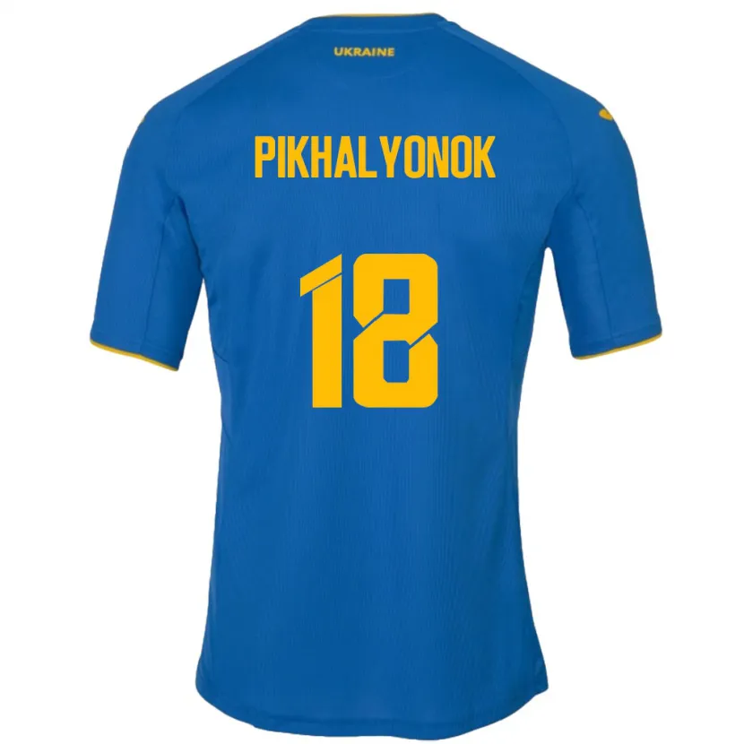 Danxen Män Ukraina Oleksandr Pikhalyonok #18 Blå Bortatröja Matchtröjor 24-26 Tröjor T-Tröja
