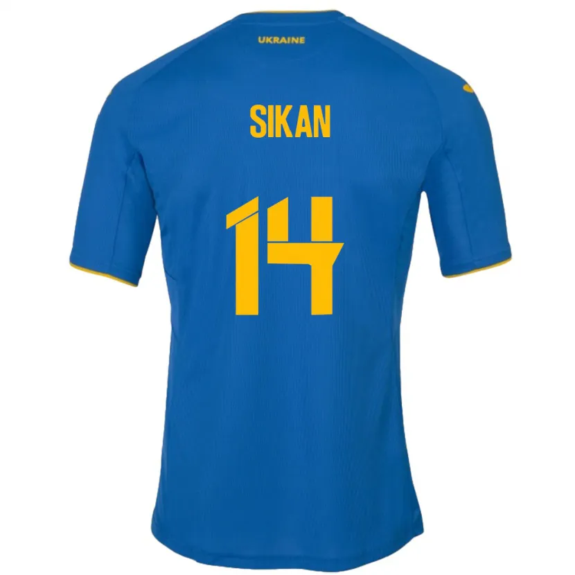 Danxen Män Ukraina Danylo Sikan #14 Blå Bortatröja Matchtröjor 24-26 Tröjor T-Tröja