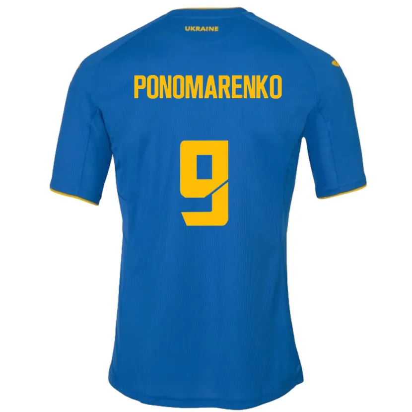 Danxen Män Ukraina Matviy Ponomarenko #9 Blå Bortatröja Matchtröjor 24-26 Tröjor T-Tröja