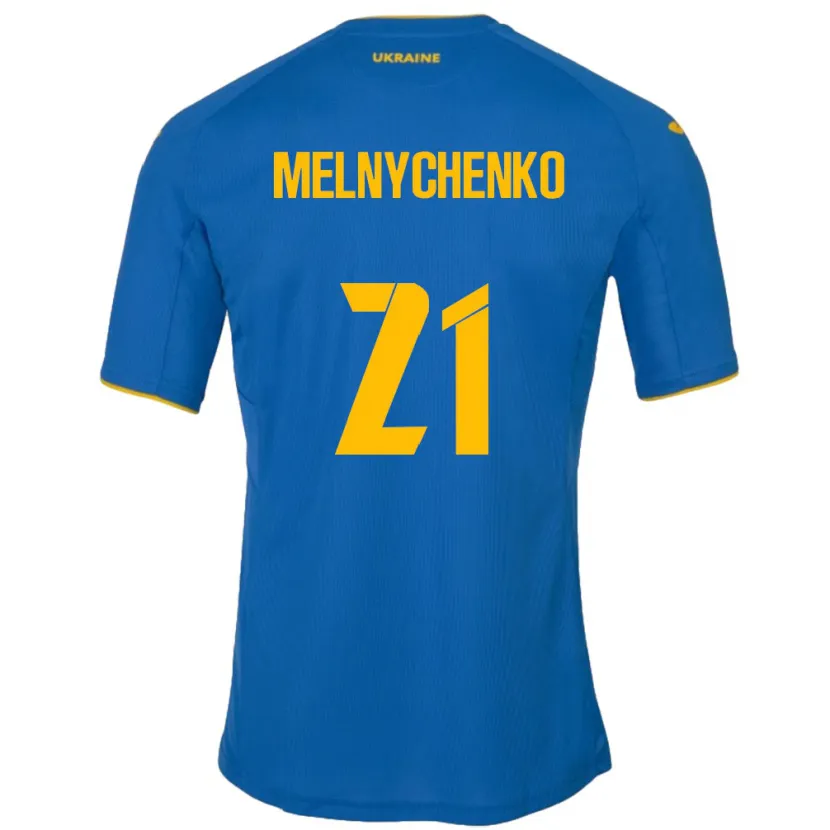 Danxen Män Ukraina Maksym Melnychenko #21 Blå Bortatröja Matchtröjor 24-26 Tröjor T-Tröja