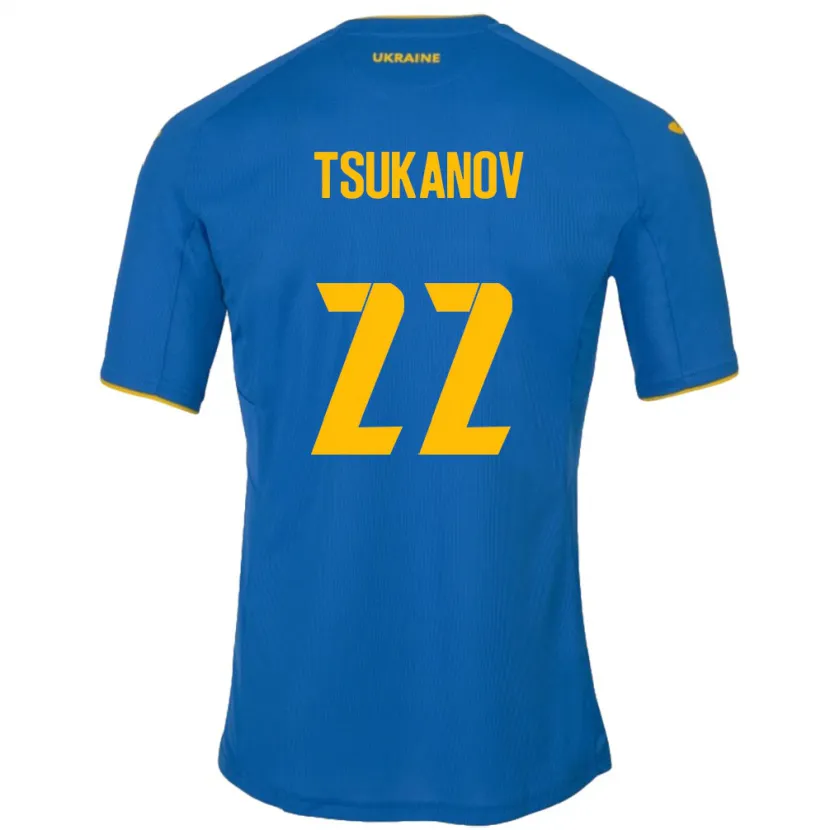 Danxen Män Ukraina Viktor Tsukanov #22 Blå Bortatröja Matchtröjor 24-26 Tröjor T-Tröja