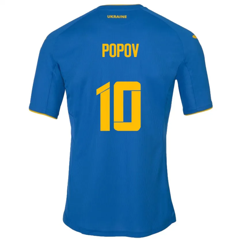 Danxen Män Ukraina Bogdan Popov #10 Blå Bortatröja Matchtröjor 24-26 Tröjor T-Tröja