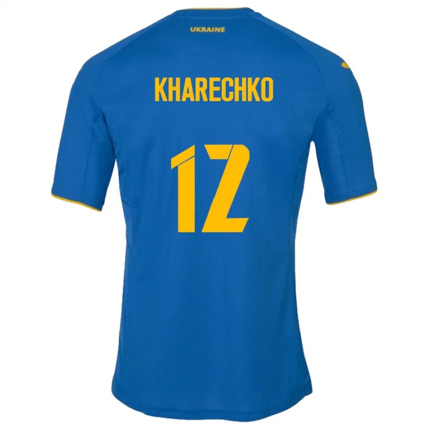 Danxen Män Ukraina Oleksandr Kharechko #12 Blå Bortatröja Matchtröjor 24-26 Tröjor T-Tröja