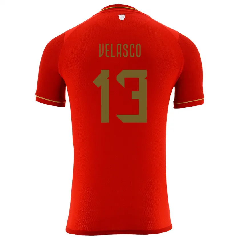 Danxen Män Bolivia Jhon Velasco #13 Röd Bortatröja Matchtröjor 24-26 Tröjor T-Tröja