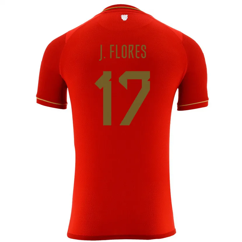 Danxen Män Bolivia José Flores #17 Röd Bortatröja Matchtröjor 24-26 Tröjor T-Tröja