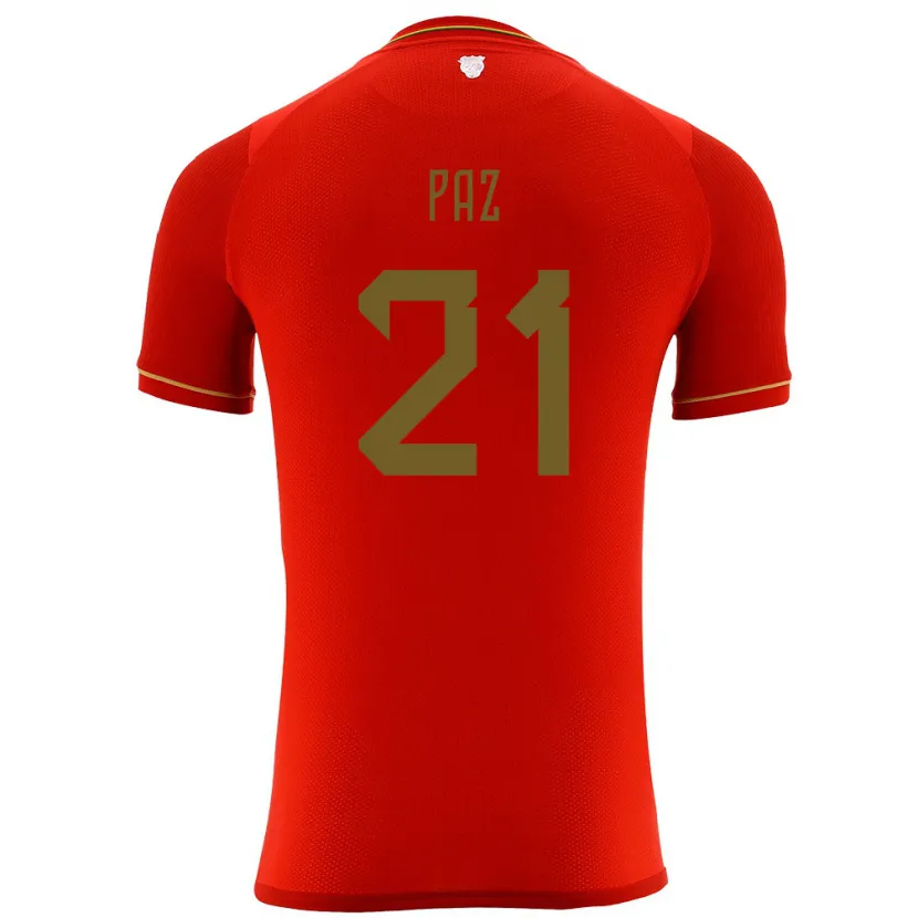 Danxen Män Bolivia Luis Paz #21 Röd Bortatröja Matchtröjor 24-26 Tröjor T-Tröja