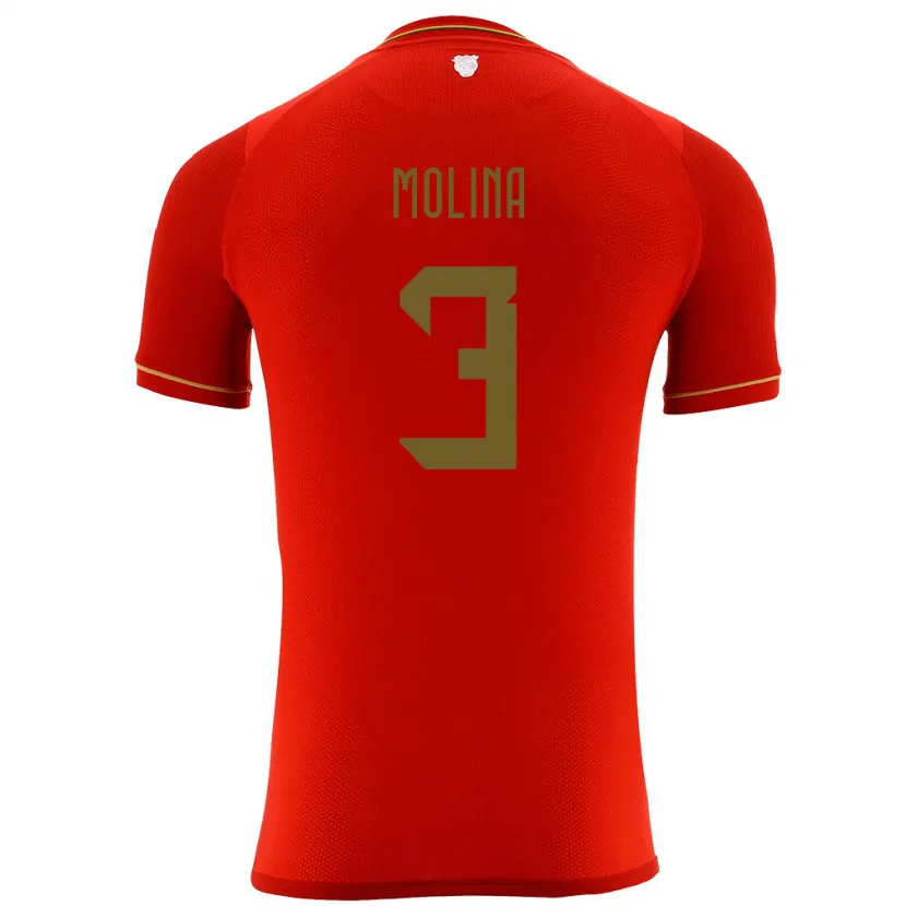 Danxen Män Bolivia Iván Molina #3 Röd Bortatröja Matchtröjor 24-26 Tröjor T-Tröja